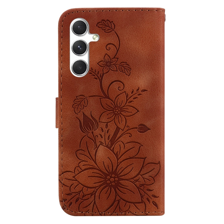 For Samsung Galaxy S25+ 5G Lily Embossed Leather Phone Case
