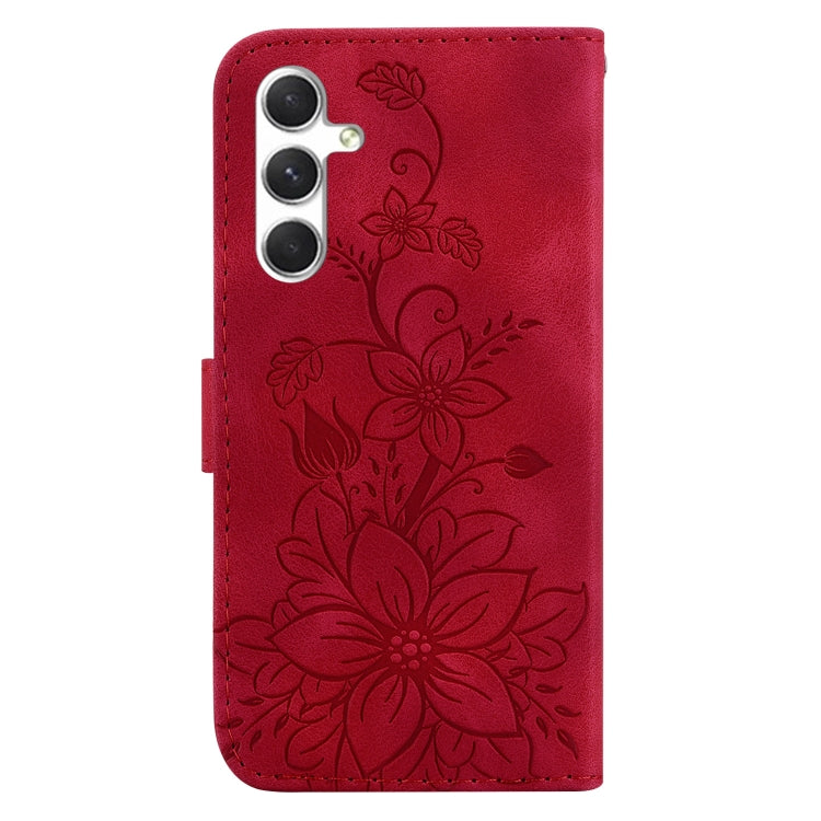 For Samsung Galaxy S25+ 5G Lily Embossed Leather Phone Case
