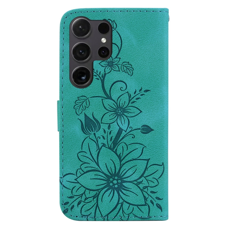 For Samsung Galaxy S25 Ultra 5G Lily Embossed Leather Phone Case