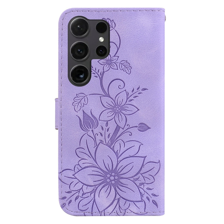 For Samsung Galaxy S25 Ultra 5G Lily Embossed Leather Phone Case