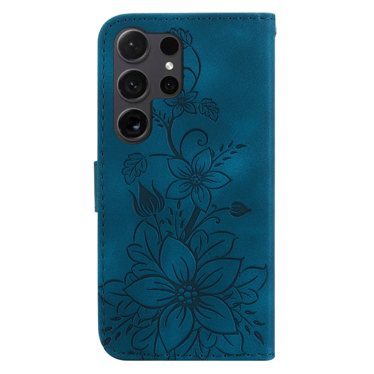 For Samsung Galaxy S25 Ultra 5G Lily Embossed Leather Phone Case