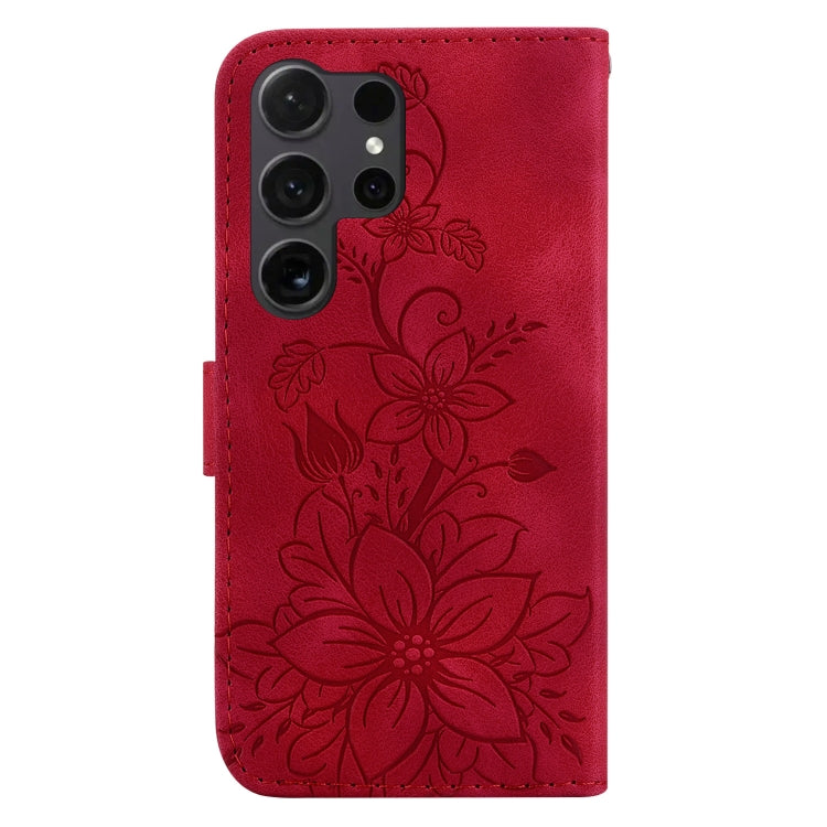 For Samsung Galaxy S25 Ultra 5G Lily Embossed Leather Phone Case