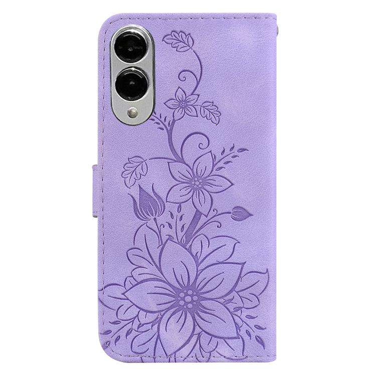 For Samsung Galaxy S25 Edge 5G Lily Embossed Leather Phone Case