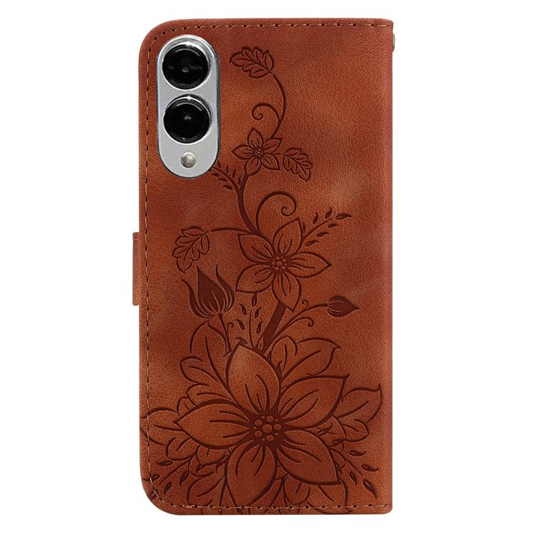For Samsung Galaxy S25 Edge 5G Lily Embossed Leather Phone Case
