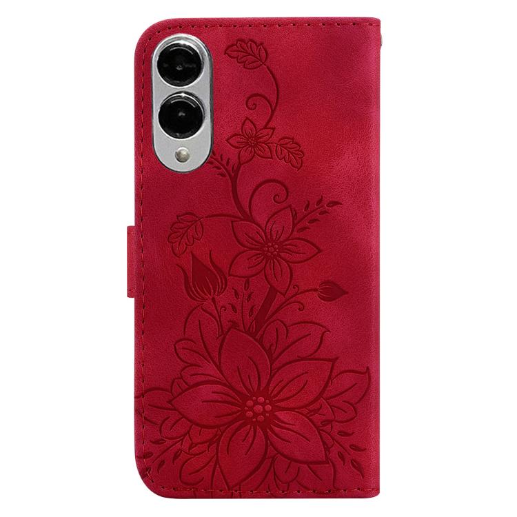 For Samsung Galaxy S25 Edge 5G Lily Embossed Leather Phone Case