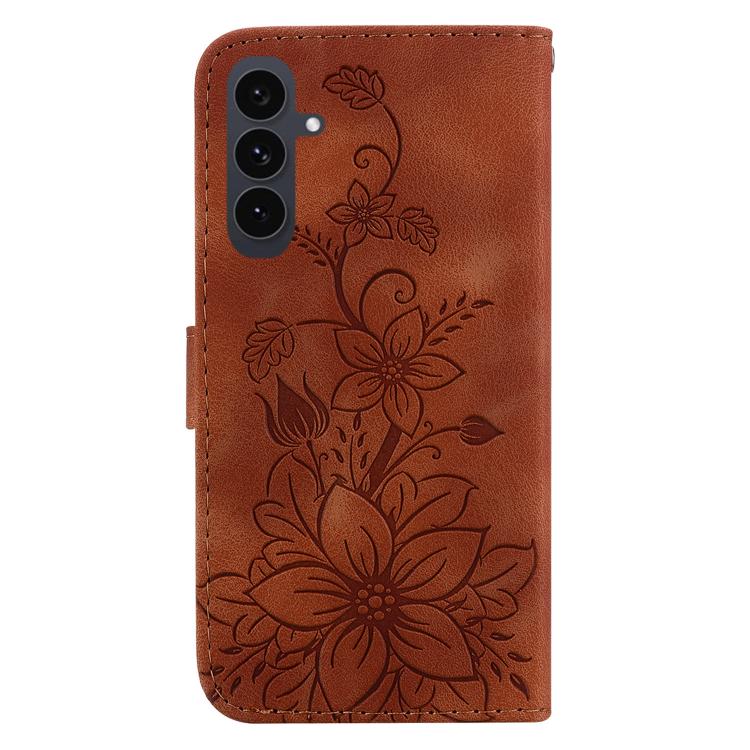 For Samsung Galaxy S25 FE 5G Lily Embossed Leather Phone Case