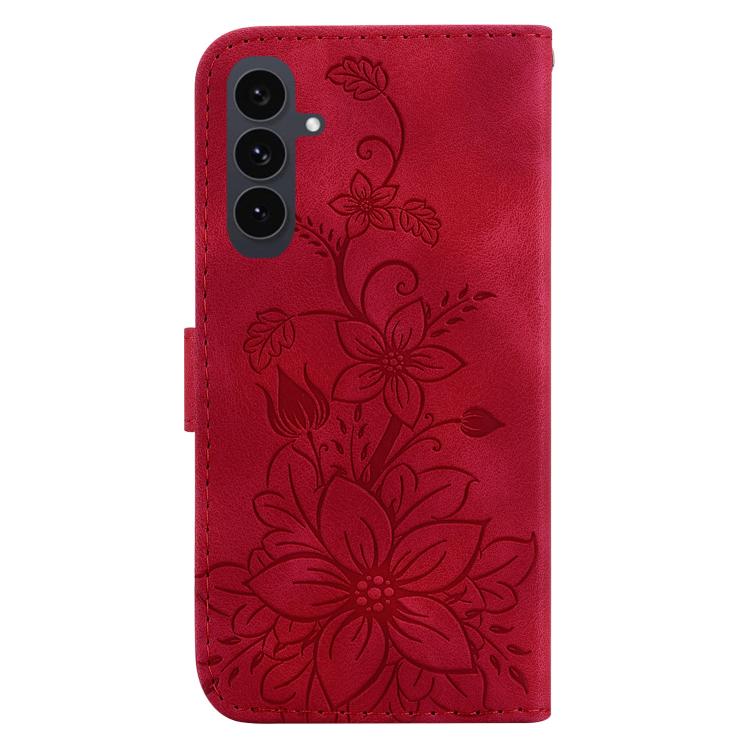 For Samsung Galaxy S25 FE 5G Lily Embossed Leather Phone Case