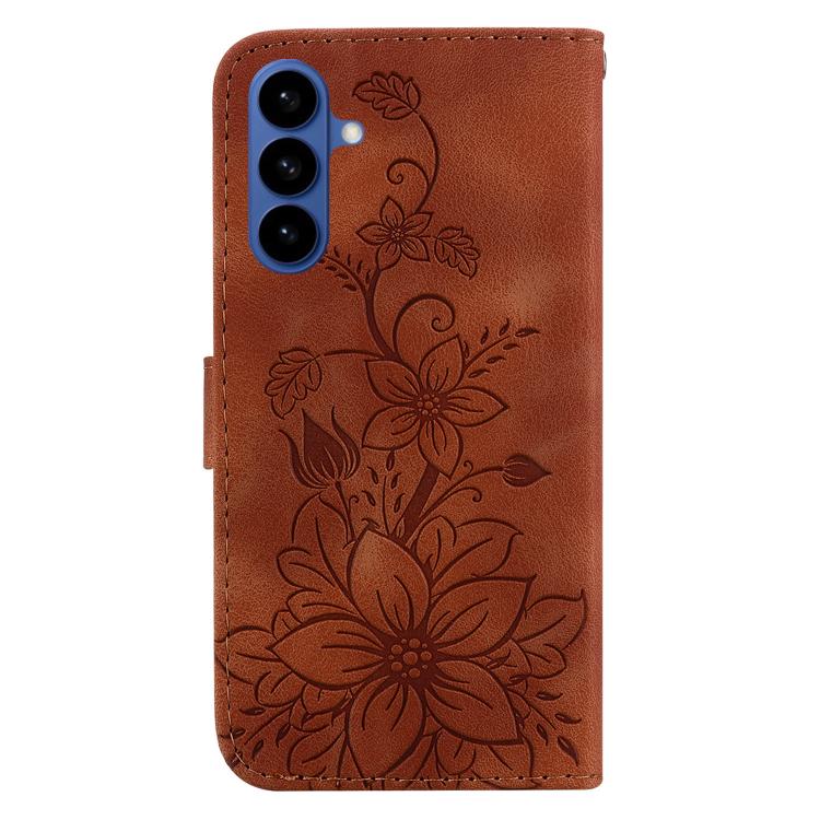 For Samsung Galaxy S26 5G Lily Embossed Leather Phone Case