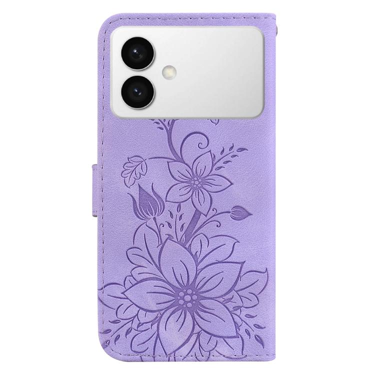 For Samsung Galaxy S26 Edge 5G Lily Embossed Leather Phone Case