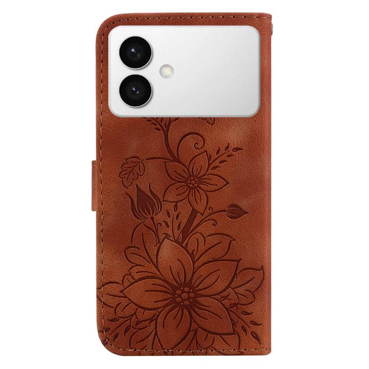 For Samsung Galaxy S26 Edge 5G Lily Embossed Leather Phone Case