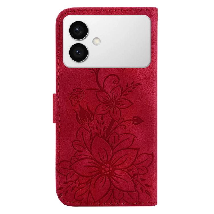 For Samsung Galaxy S26 Edge 5G Lily Embossed Leather Phone Case