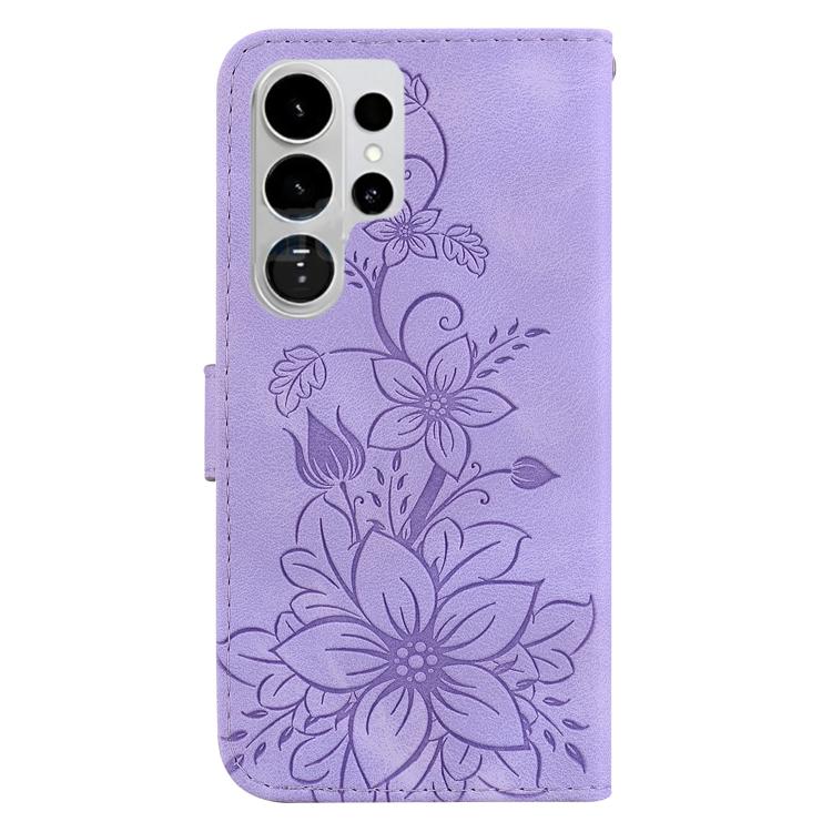 For Samsung Galaxy S26 Ultra 5G Lily Embossed Leather Phone Case