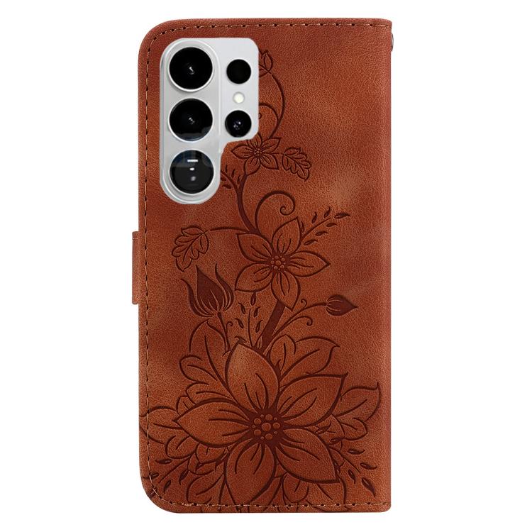 For Samsung Galaxy S26 Ultra 5G Lily Embossed Leather Phone Case