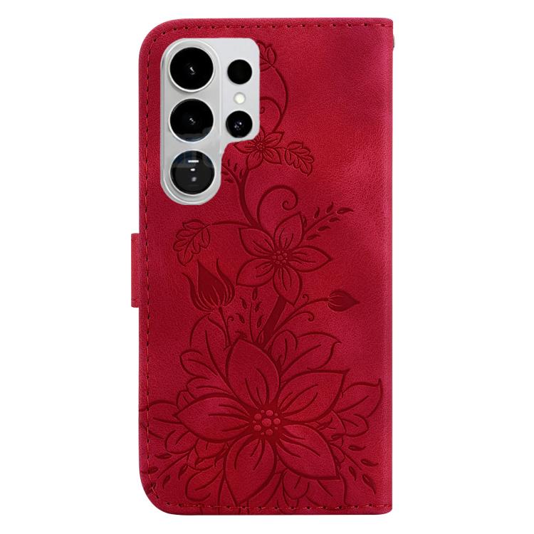 For Samsung Galaxy S26 Ultra 5G Lily Embossed Leather Phone Case