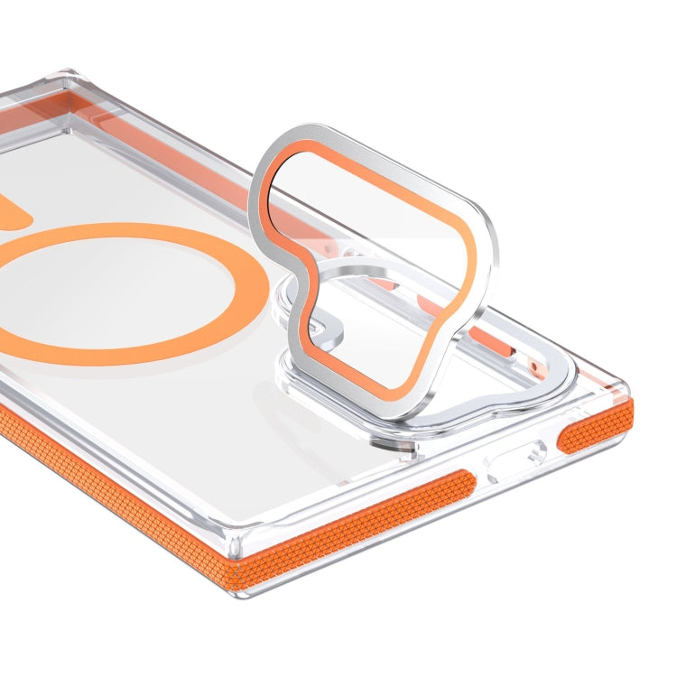 For Samsung Galaxy S24 Ultra 5G Dual-Color Clear Acrylic Hybrid TPU MagSafe Lens Film Phone Case with Holder