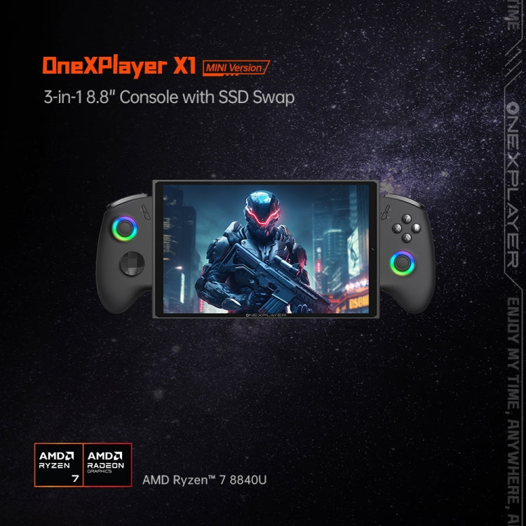 ONE-NETBOOK OneXPlayer X1 mini 8.8 inch Handheld Game Console, 32GB+2TB, Windows 11 AMD Ryzen 7 8840U - Black