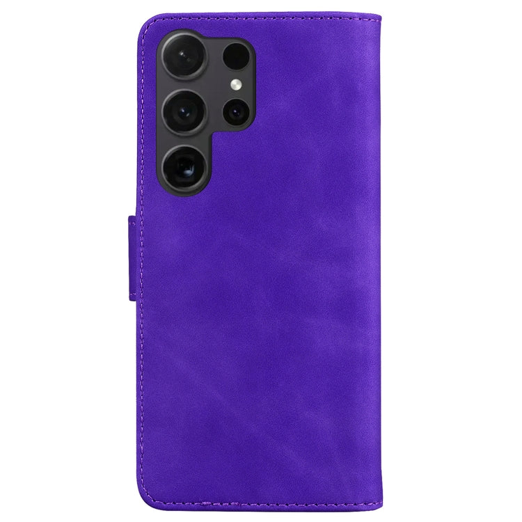 For Samsung Galaxy S25 Ultra 5G Skin Feel Pure Color Flip Leather Phone Case