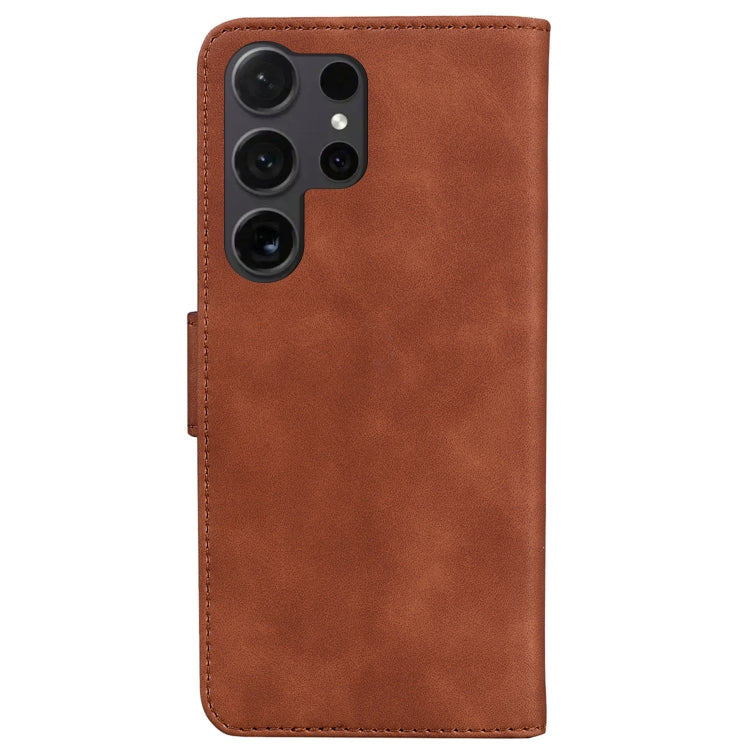For Samsung Galaxy S25 Ultra 5G Skin Feel Pure Color Flip Leather Phone Case