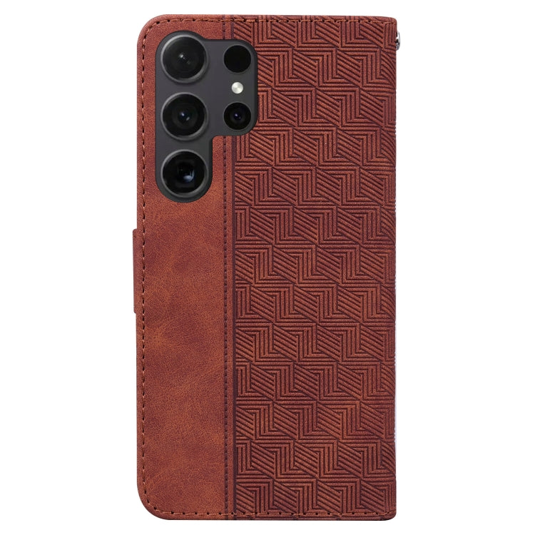 For Samsung Galaxy S25 Ultra 5G Geometric Embossed Leather Phone Case
