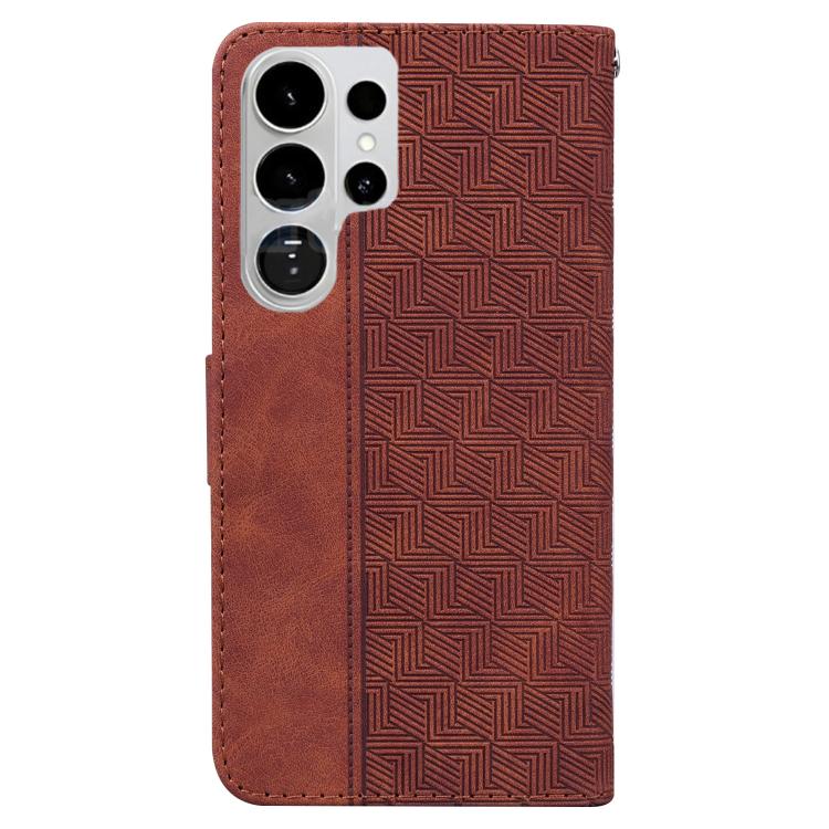 For Samsung Galaxy S26 Ultra 5G Geometric Embossed Leather Phone Case