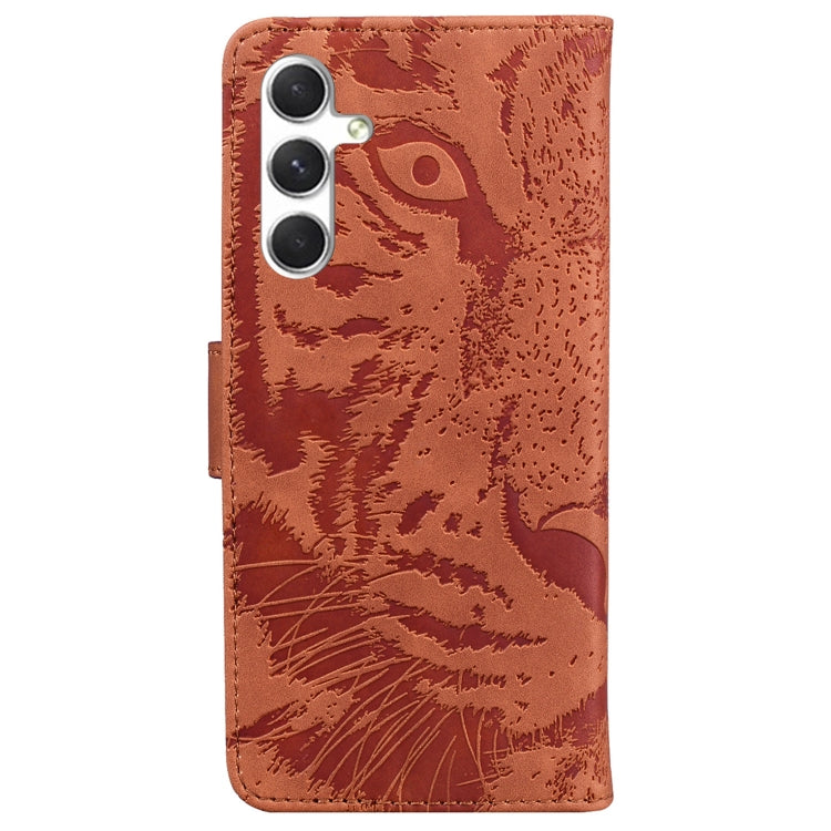 For Samsung Galaxy S25 5G Tiger Embossing Pattern Flip Leather Phone Case