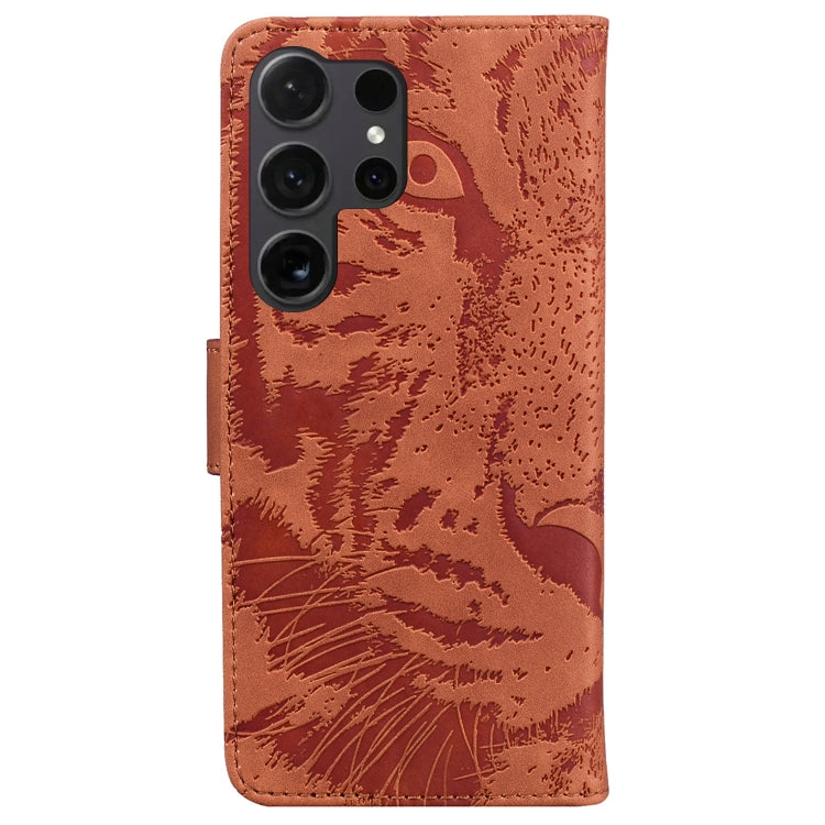 For Samsung Galaxy S25 Ultra 5G Tiger Embossing Pattern Flip Leather Phone Case
