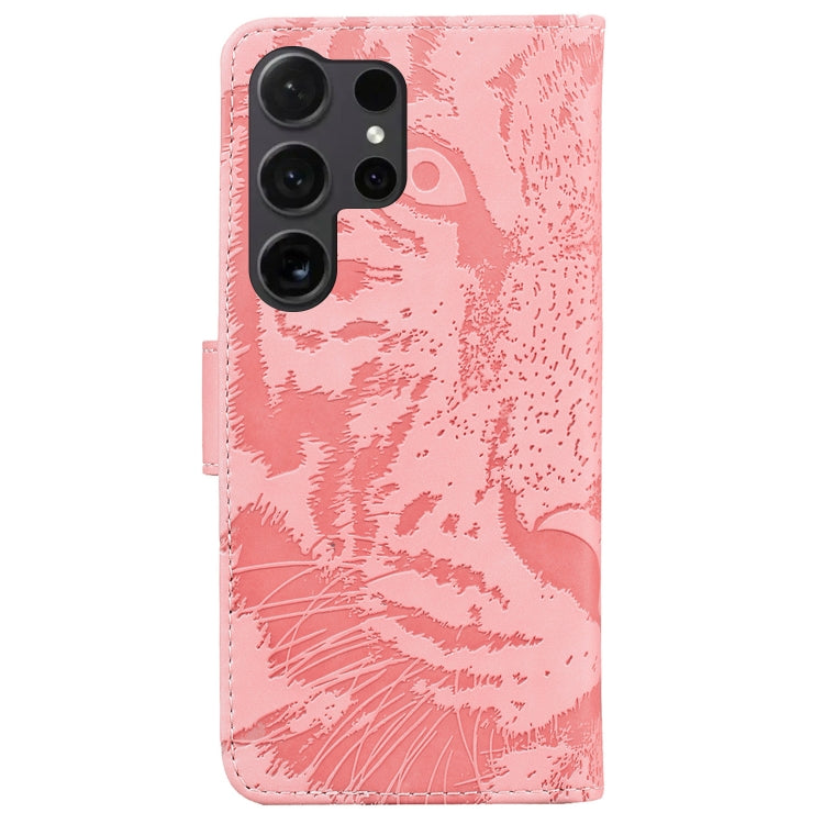 For Samsung Galaxy S25 Ultra 5G Tiger Embossing Pattern Flip Leather Phone Case