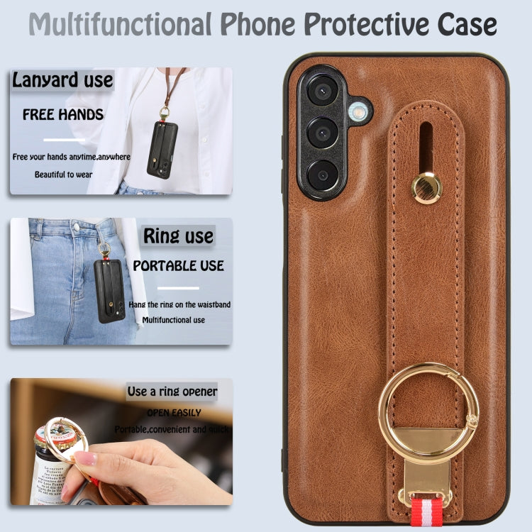 For Samsung Galaxy F15 5G / M15 5G Wristband Leather Back Phone Case