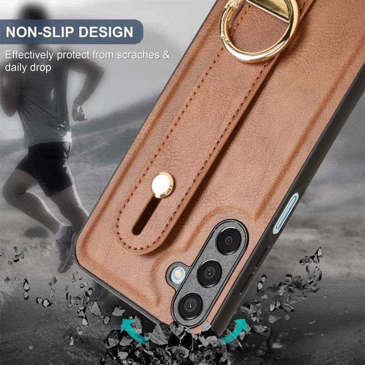 For Samsung Galaxy F15 5G / M15 5G Wristband Leather Back Phone Case