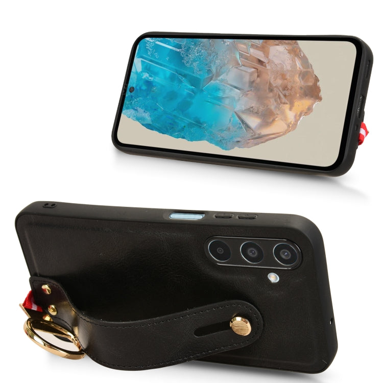 For Samsung Galaxy M35 5G Wristband Leather Back Phone Case