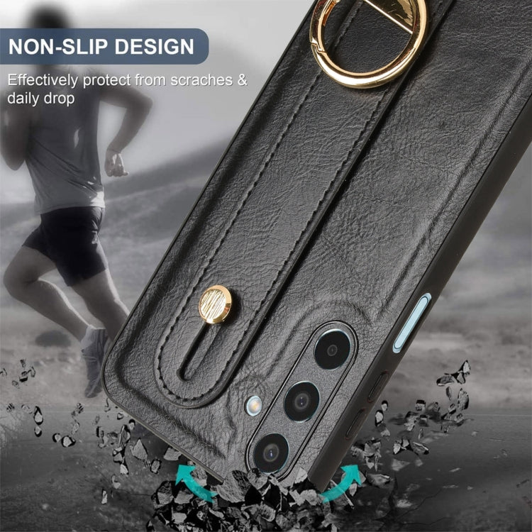 For Samsung Galaxy M35 5G Wristband Leather Back Phone Case