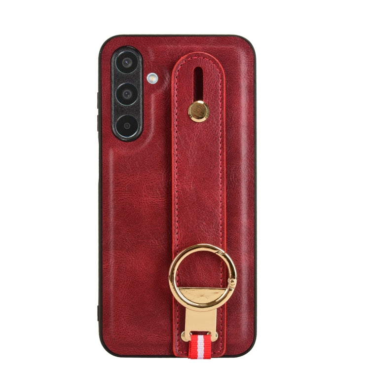 For Samsung Galaxy M35 5G Wristband Leather Back Phone Case