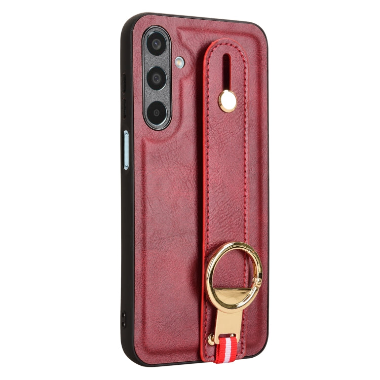For Samsung Galaxy M35 5G Wristband Leather Back Phone Case