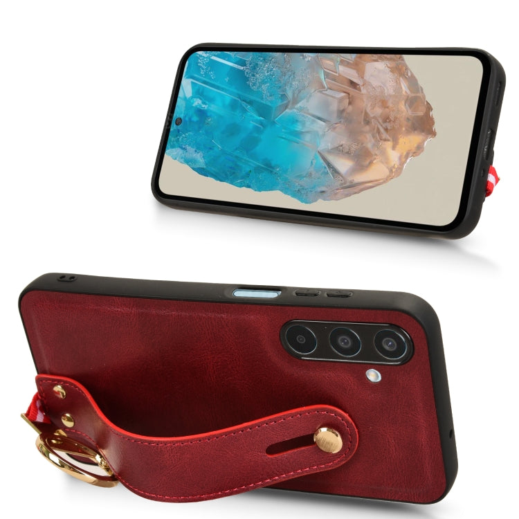 For Samsung Galaxy M35 5G Wristband Leather Back Phone Case