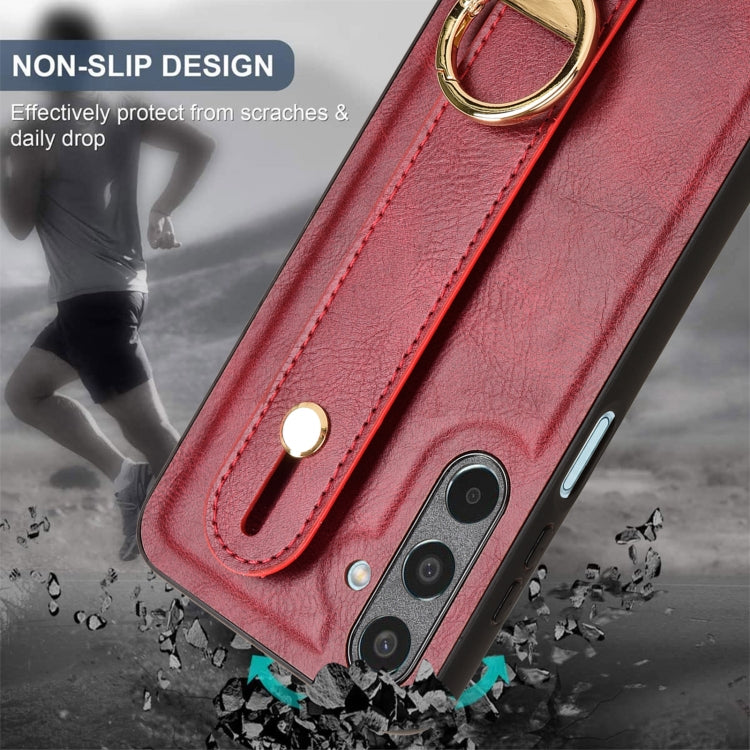 For Samsung Galaxy M35 5G Wristband Leather Back Phone Case