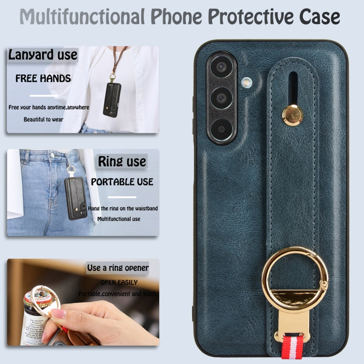 For Samsung Galaxy M35 5G Wristband Leather Back Phone Case