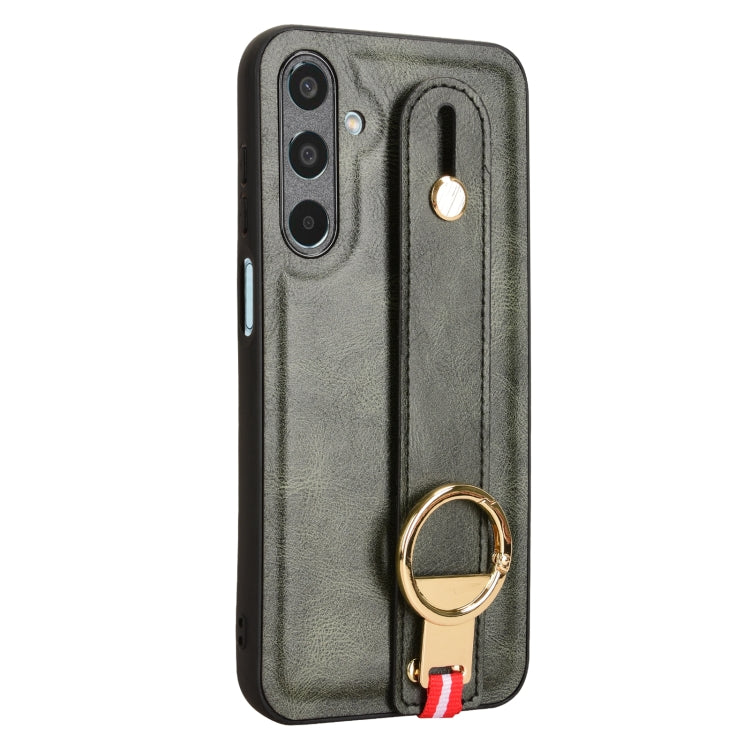 For Samsung Galaxy M35 5G Wristband Leather Back Phone Case