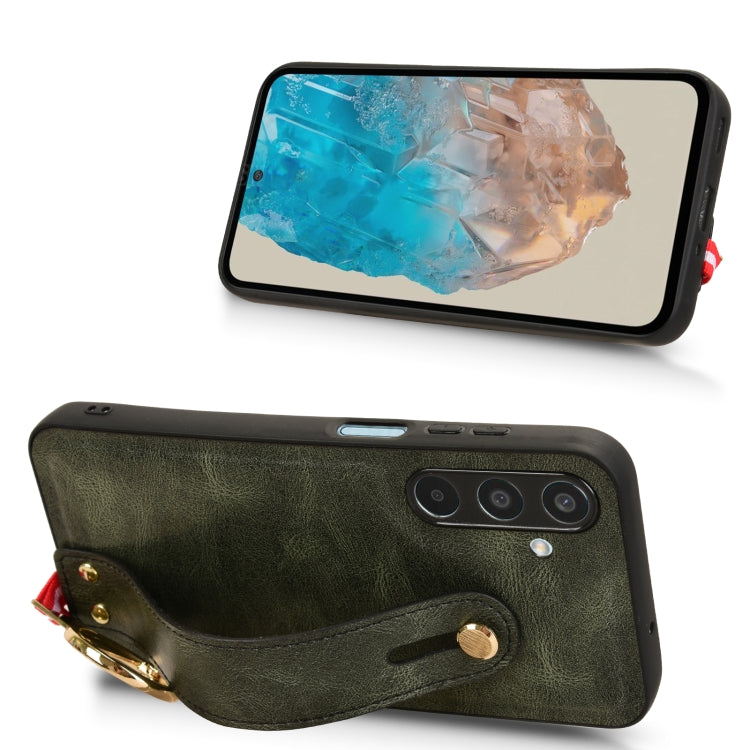 For Samsung Galaxy M35 5G Wristband Leather Back Phone Case