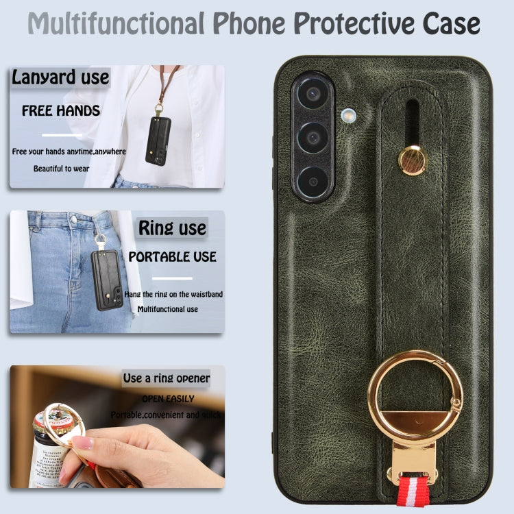 For Samsung Galaxy M35 5G Wristband Leather Back Phone Case