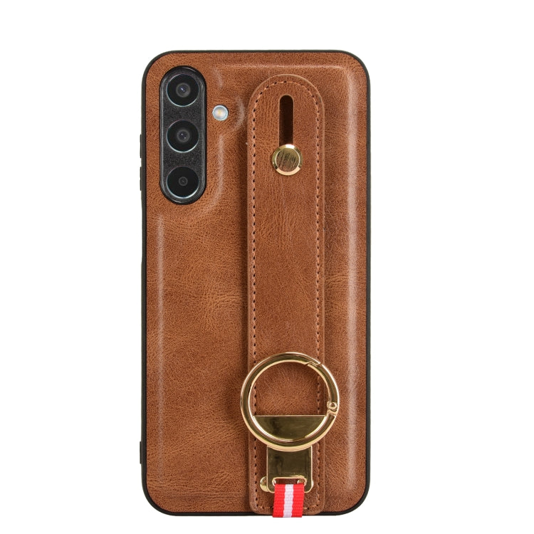 For Samsung Galaxy M35 5G Wristband Leather Back Phone Case