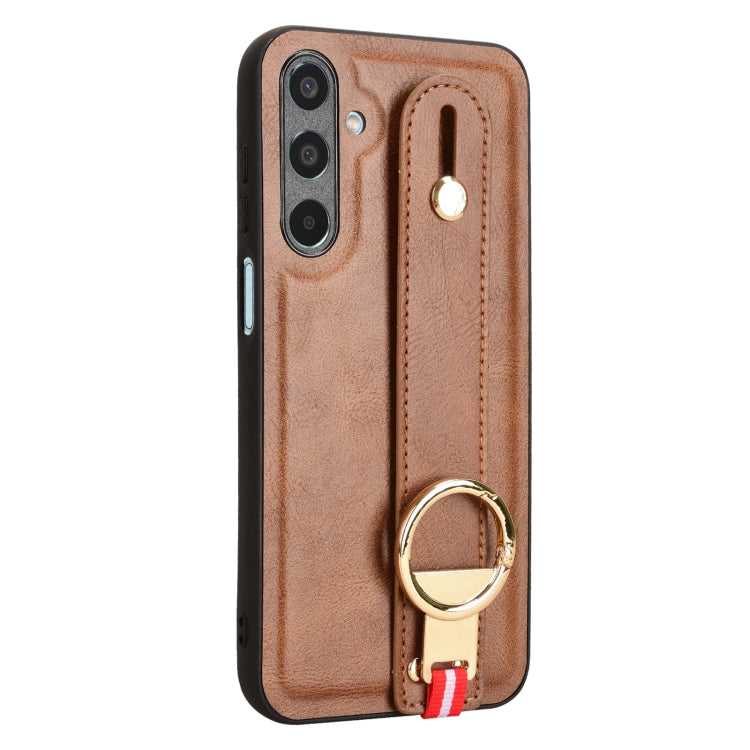 For Samsung Galaxy M35 5G Wristband Leather Back Phone Case