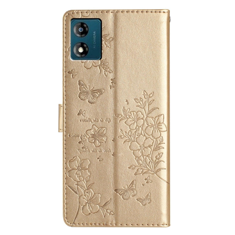 For Motorola Moto E13 Butterflies and Flowers Leather Phone Case
