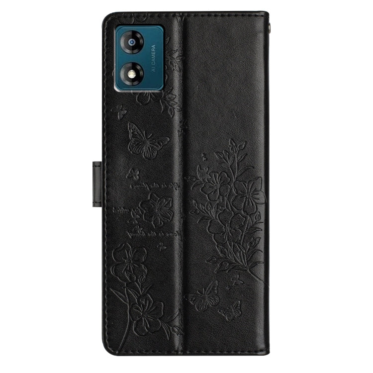 For Motorola Moto E13 Butterflies and Flowers Leather Phone Case