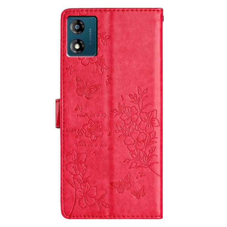 For Motorola Moto E13 Butterflies and Flowers Leather Phone Case