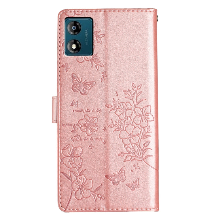For Motorola Moto E13 Butterflies and Flowers Leather Phone Case