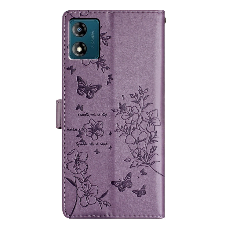 For Motorola Moto E13 Butterflies and Flowers Leather Phone Case