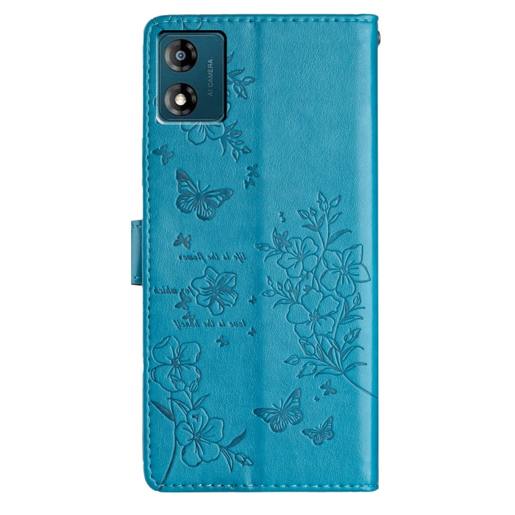 For Motorola Moto E13 Butterflies and Flowers Leather Phone Case