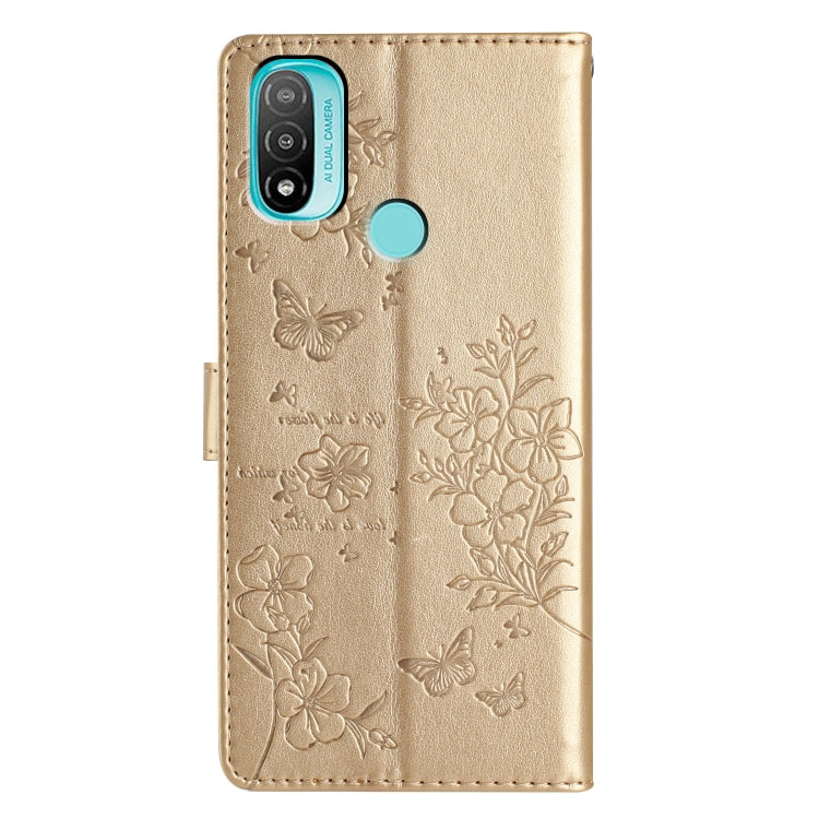 For Motorola Moto E40 Butterflies and Flowers Leather Phone Case