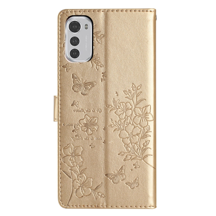 For Motorola Moto E32 Butterflies and Flowers Leather Phone Case