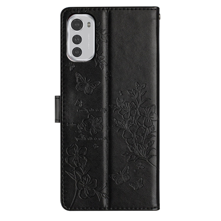 For Motorola Moto E32 Butterflies and Flowers Leather Phone Case